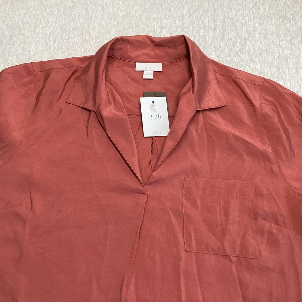 J.JILL CARNELIAN RN 97641 WOMEN’S BLOUSE/ TUNIC LONG SLEEVE SZ:SMALL COLOR:CORAL